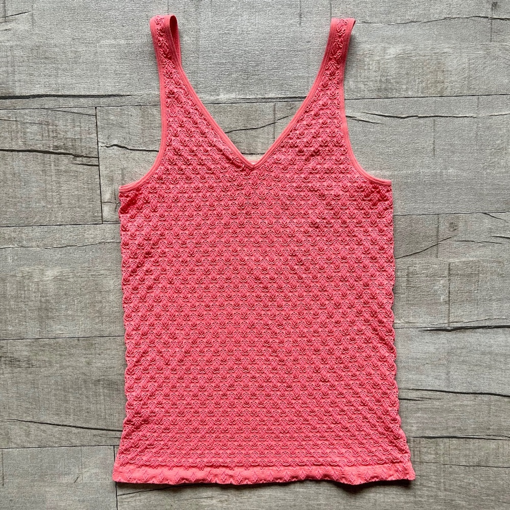 Anthropolgoie Eloise Pink Textured Coral Retro Festival Y2K CUTE Tank Top LARGE